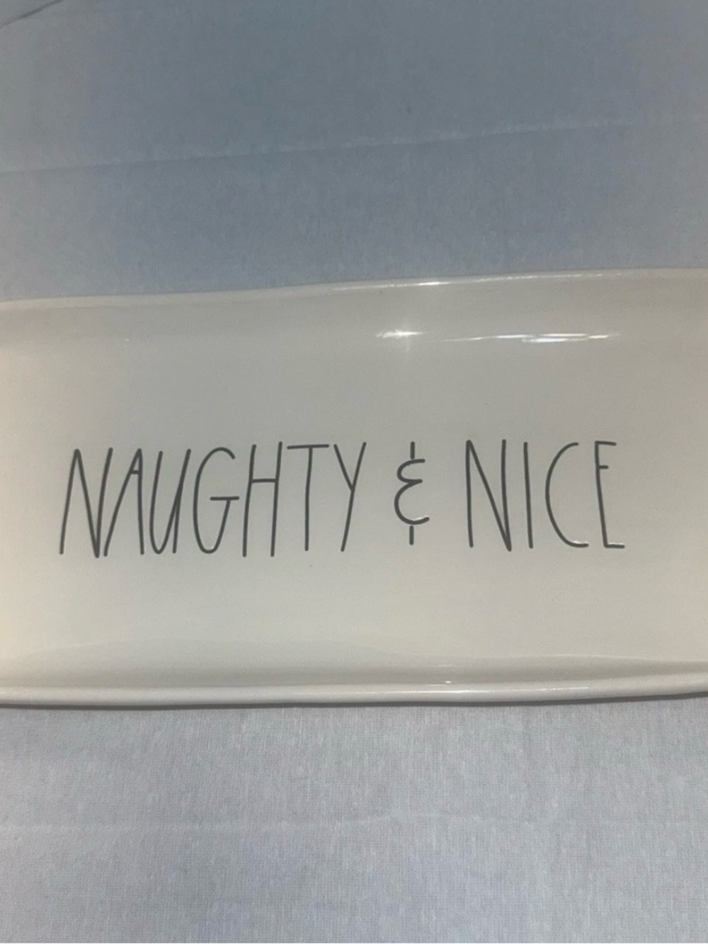 Rae Dunn Naughty & Nice Decorative Ceramic Tray - White
